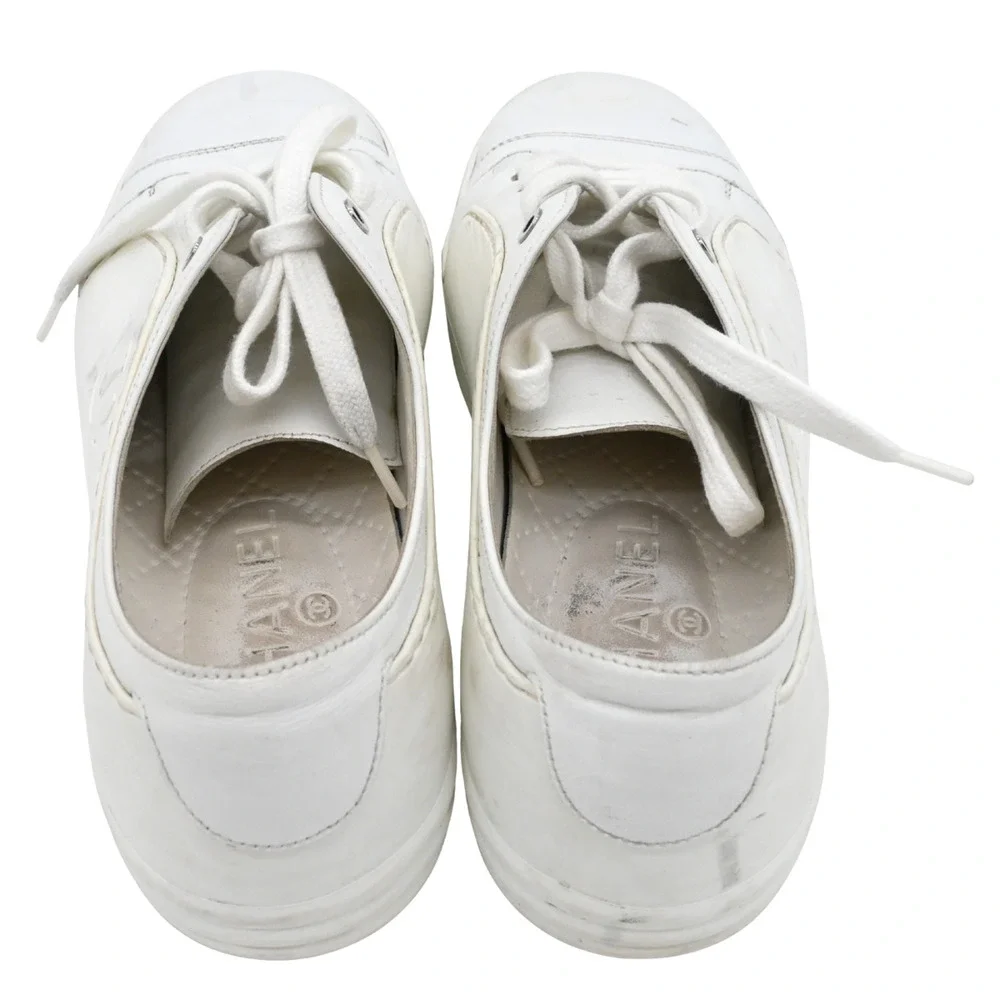 Chanel CC Low-Top Leather Sneakers (Style G32719) Size 36.5